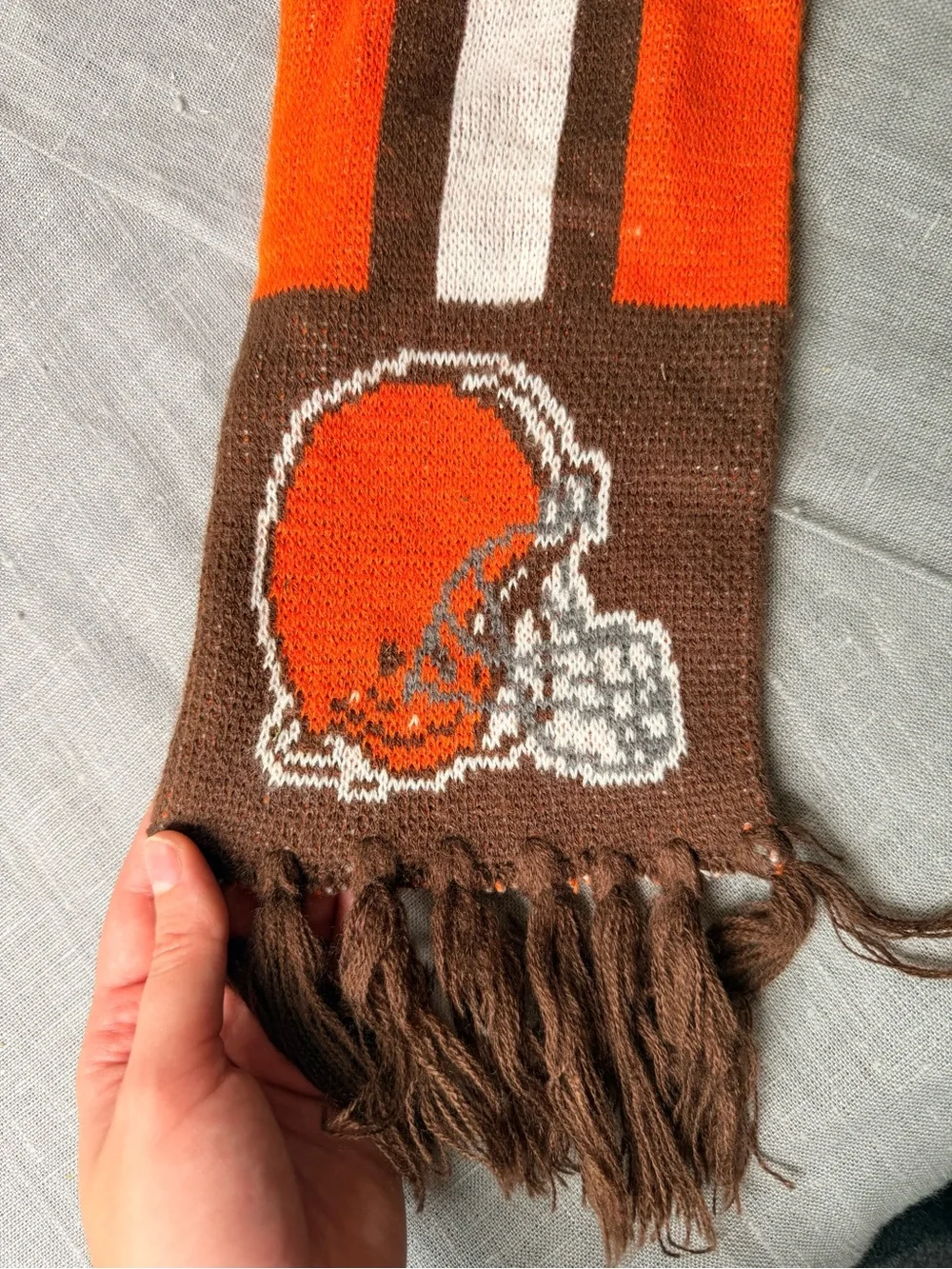 Cleveland Browns NFL Scarf Orange Brown Fringe Football Fan Winter